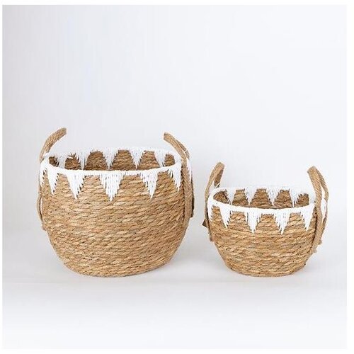  SET 2x slamene korpe bež/bela 32x16,5x18/24x23,5x26 cm Cene
