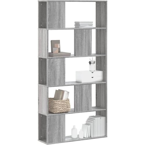 vidaXL Knjižna omara 5-nadstropna siva sonoma 80,5x23,5x162,5 cm Cene
