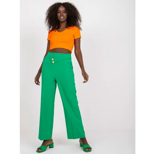 Fashion Hunters Green elegant trousers made of fabric with pockets RUE PARIS