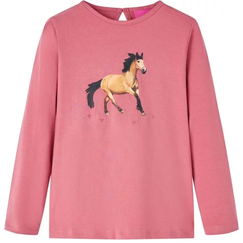  Dječja majica dugih rukava s uzorkom konja starinska ružičasta 92