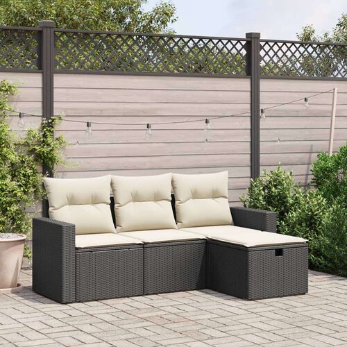 VidaXL 4-dijelni set vrtnih sofa od poliratana s jastucima crni Slike