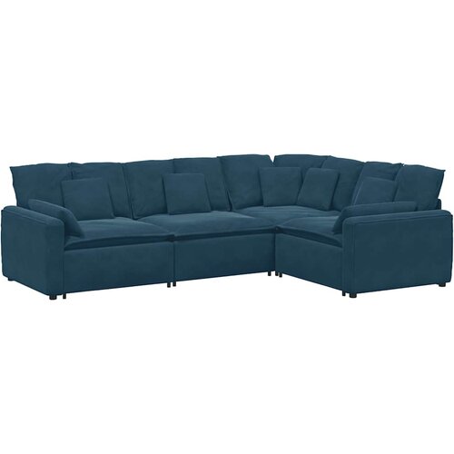  Modularna sofa s jastucima, plava bar&amp;scaron;unasta Slike
