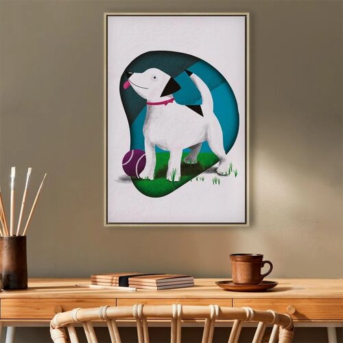  Slika - Dog and Ball (1 Part) Vertical 80x120 U prirodnom drvenom okviru Slike