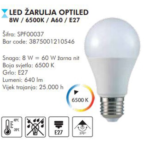 Sparx LED sijalica 8W/6500K A60 E27 Slike