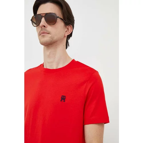 Tommy Hilfiger Bombažna kratka majica moški, rdeča barva