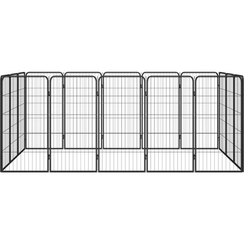  Ograda za pse s 16 panela crna 50 x 100 cm čelik obložen prahom Slike