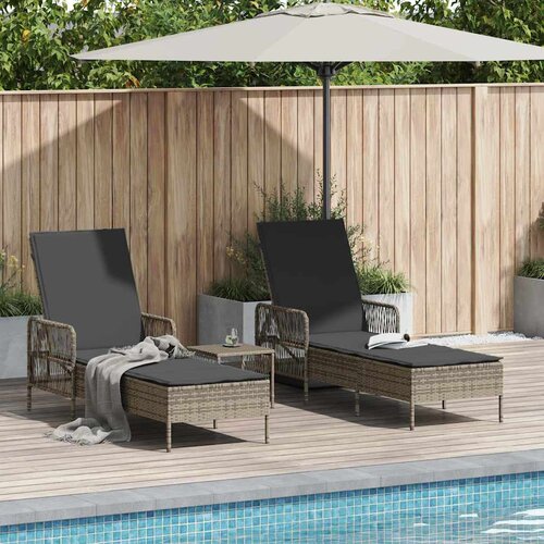  Ležaljka 3 pcs Siva i tamno siva 55 x 200 x 92 cm poliratan Cene