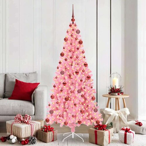vidaXL Božično drevo med 300 LED z stojalom Roza 180 cm PVC Cene