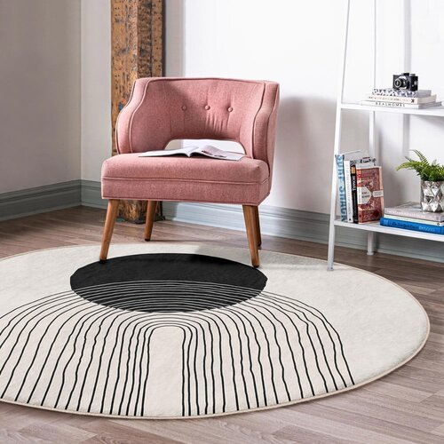 Mila Home Crno-bijeli periv/pogodan za robotski usisavač okrugli tepih &amp;oslash; 120 cm Comfort &amp;ndash; Slike