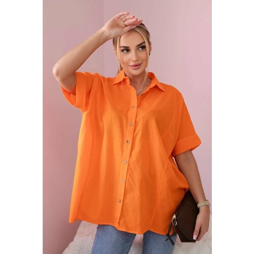 Kesi Cotton shirt with short sleeves in orange color Slike