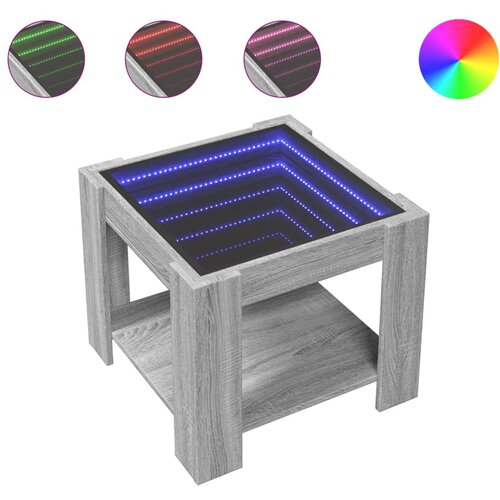 Maison Chic Klubska mizica - kavna mizica - Nizka mizica LED siva sonoma 53x53x45 cm inženirski les, (21753865) Slike