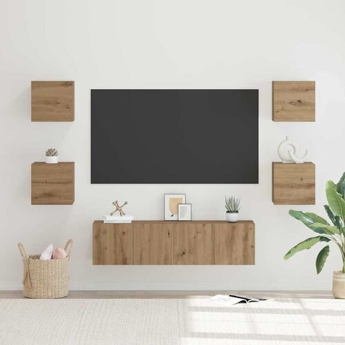 vidaXL Set TV komoda s policom Zidne Ostalo s pohranom 6 pcs hrast artisan 60 x 30 x 30 cm Cene