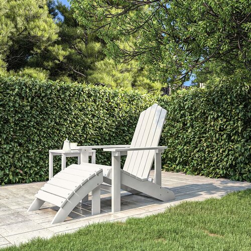 VidaXL Vrtni stol Adirondack s stolčkom za noge HDPE bel Slike