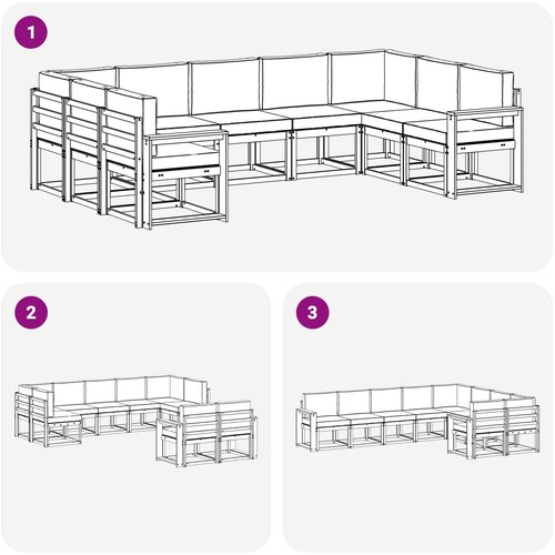  Set vanjskih sofa 9 kom. Prirodna i svijetlo siva Smeđa 304 x 189,5 x 73 cm Slike