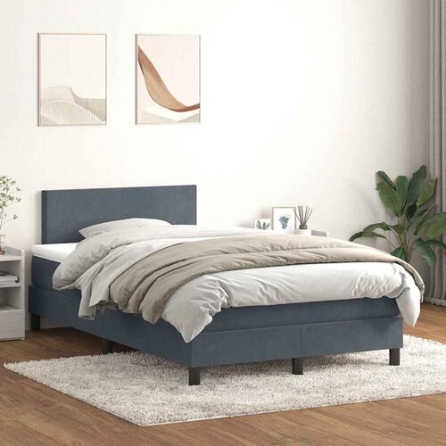 vidaXL Box Spring postelja z vzmetnico Temno siva 120x220 cm Velvet Cene
