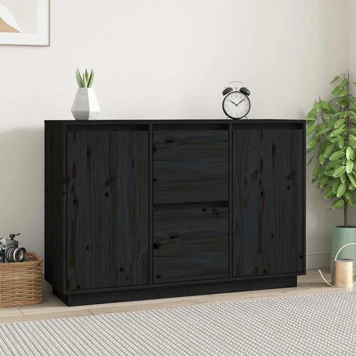  Komoda crna 111 x 34 x 75 cm od masivne borovine Cijene