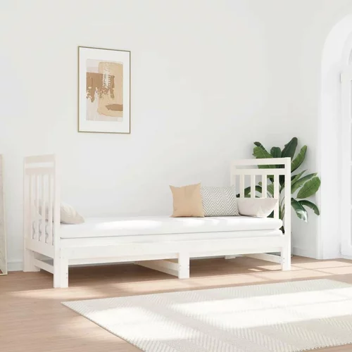  Izvlečna dnevna postelja bela 2x(90x190) cm trdna borovina, (20724553)