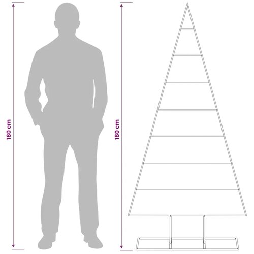 Metalna božićna jelka KUOPIO 180 cm Čelik s pra&amp;scaron;kastim premazom - 180 cm Bijela bez LED svjetala Slike