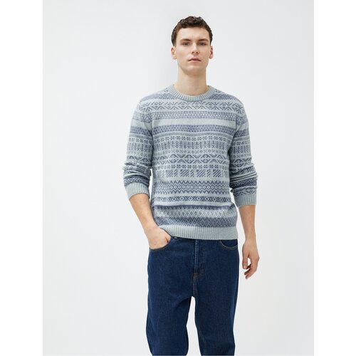 Koton Men's Blue Patterned Sweater Slike