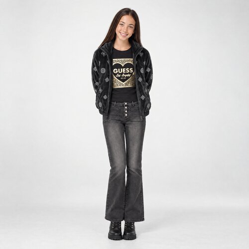 Guess AMALIA ALLOVER PEONY PUFFER JACKET Crna Slike