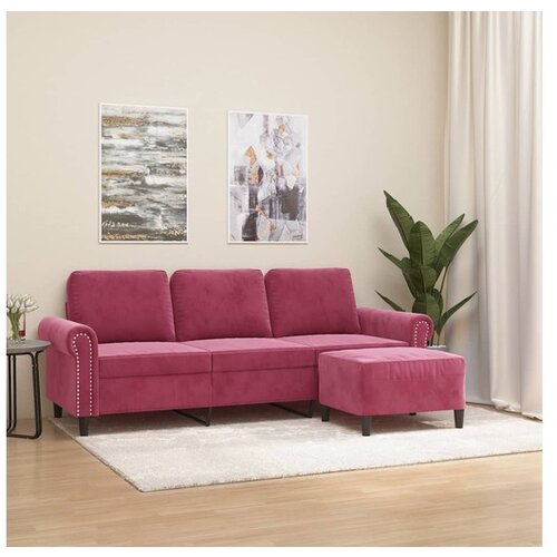 VidaXL Trosjed s tabureom crvena boja vina 180 cm bar&amp;scaron;unasti Slike