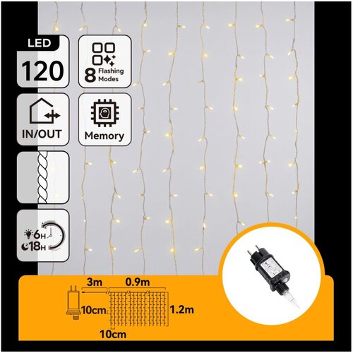 Aigostar LED spolja&scaron;nja božićna svetlosna girlanda 120xLED/8 funkcija 3,9x1,2m IP44 topla bela Cene