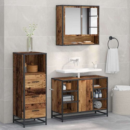 vidaXL set namje&scaron;taja za kupaonicu 3 pcs staro drvo 80 x 33 x 60 cm Cijene