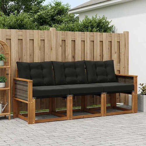  Set vanjskih sofa 3 kom. Prirodna i crna Slike