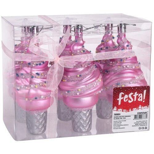 Festa Novogodi&amp;scaron;nji ukrasi za jelku Sladoled Sugared, 14cm, 6 Komada, Roze Slike