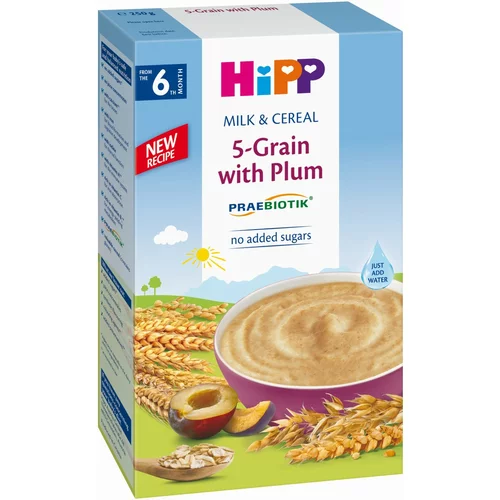 Hipp Mlečno-žitna kašica 5 žit s slivo - 250 g