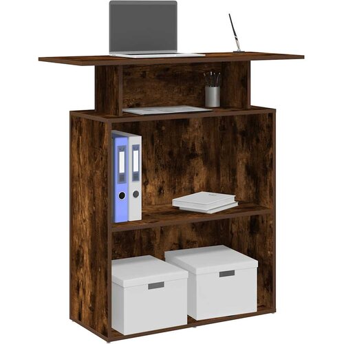 vidaXL Recepcijski stol dimljeni hrast 100x40x104 cm konstruirano drvo Cijene