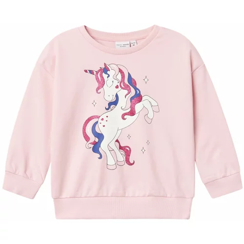 name it Sweater majica 'VISUS' plava / roza / roza / bijela
