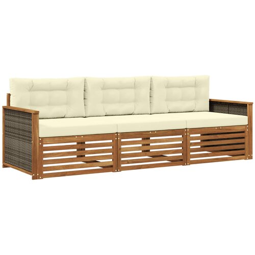 vidaXL Zunanja garnitura za sedenje z blazino 3 pcs Naravna in smetana, (5000279991) Cene