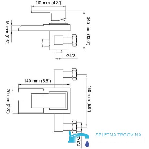 EYN Stenska armatura za kad z načinom slapa | armatura SK3542 Slike