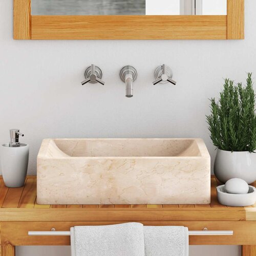  Umivaonik 45 x 30 x 12 cm mramorni visoki sjaj krem Slike