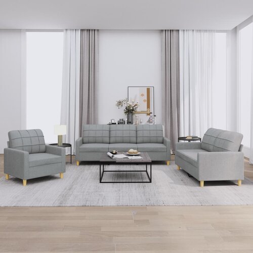  3-dijelni set sofa s jastucima svjetlosivi od tkanine Cene