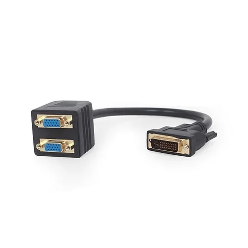 VIDEO splitter Passive DVI-I male to dual VGA female splitter cable, 0.3 m, black, GEMBIRD, A-DVI-2VGA-01