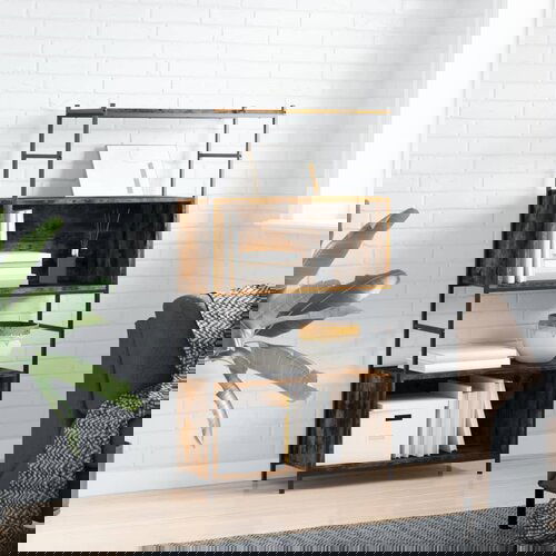 VidaXL Regal za knjige boja hrasta 80x30x145 5 cm od drva i željeza Slike