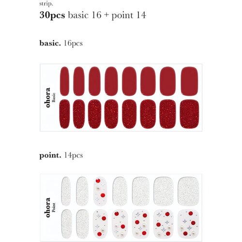 OHORA Semi Cured Gel Nail Strips N Love Actually Naljepnice za nokte nijansa NP-208 1 kom Slike