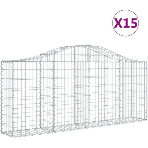 vidaXL Lučne gabionske košare 15 kom 200x30x80/100cm pocinčano željezo Cijene