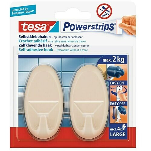Tesa Powerstrips Samoljepljivi držač (Ovalno, Veličina: L, Bež boje, 2 Kom.) Cijene