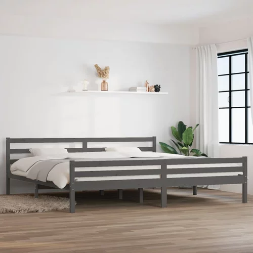 vidaXL posteljni okvir siv iz trdnega lesa 200x200 cm
