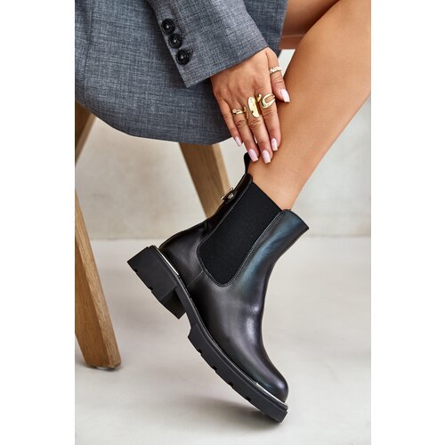 GOE Leather Ankle Boots With Zipper Cene
