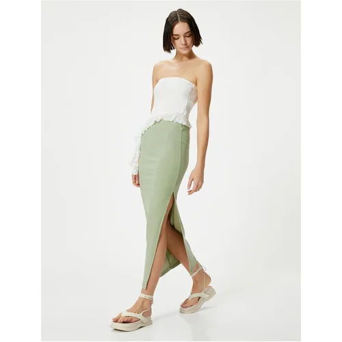  Long Pencil Skirt High Waist Ribbed