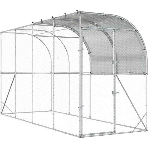  Kavez za piletinu uz zid Srebrna 400 x 150 x 215 cm Slike