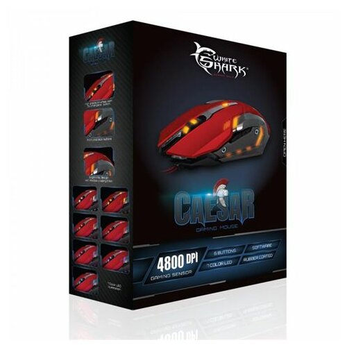 White Shark GM-1604 Caesar optički gejmerski 4800dpi crveni miš Slike