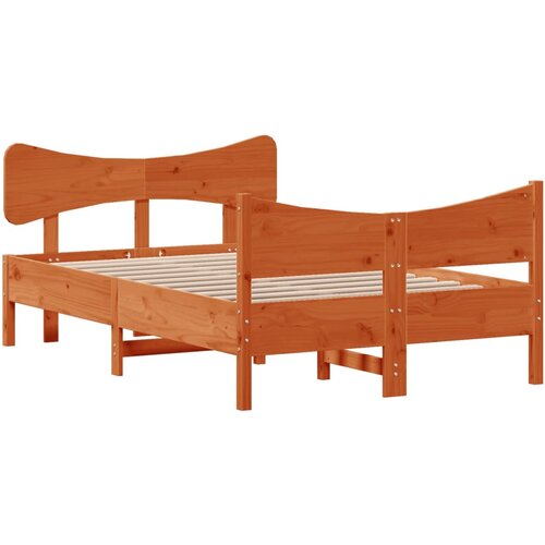 VidaXL Posteljni okvir z vzglavjem vo&amp;scaron;čeno rjava 120x200 cm borovina, (21086318) Slike