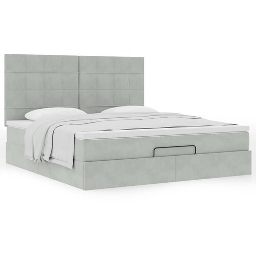 vidaXL Otomanski posteljni okvir z vzmetnicami siv 160x200 cm žamet Cene
