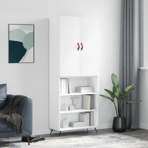 vidaXL Visoka omara bela 69,5x34x180 cm inženirski les Cene