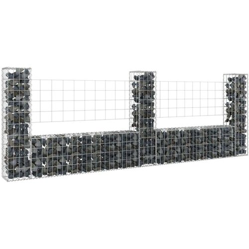 vidaXL Gabionska košara U-oblika s 3 stupa 260 x 20 x 100 cm željezna Cijene